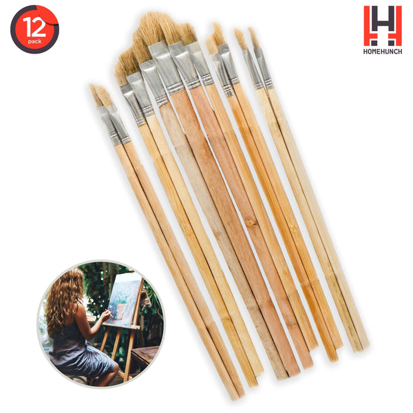 HomeHunch Art Paint Brush Set 12 Piece Acrylic Watercolor Painting Brushes
