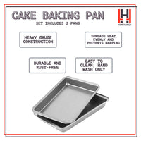 HomeHunch 2 Pack Metal Rectangle Cake Baking Pans Mold Nonstick 9inch