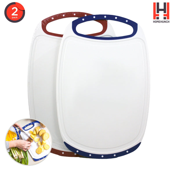 HomeHunch 2 Pack Plastic Cutting Board White For Kitchen Chopping Boards