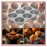 HomeHunch 2Pack Metal Muffin Pan Cupcake Baking 6 Cup Non-Stick Tray Bakeware