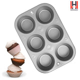 HomeHunch 2Pack Metal Muffin Pan Cupcake Baking 6 Cup Non-Stick Tray Bakeware