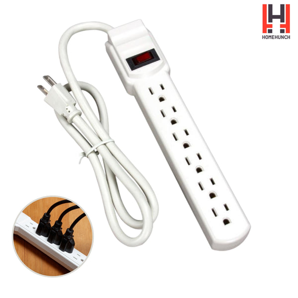 HomeHunch 6-Outlet Power Strip Integrated Circuit Breaker 1.5 Foot Cord