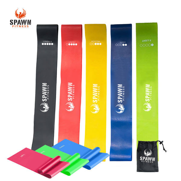 Spawn Fitness Resistance Exercise Workout Bands with Physical Therapy Yoga Set